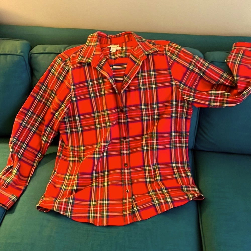 L.L. Bean Red Plaid Button-Down Shirt